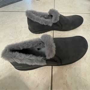 Jamba Jsport Willa Faux Fur Black Slip-Ons, Size 11 (Eur 43) Round Toe. New